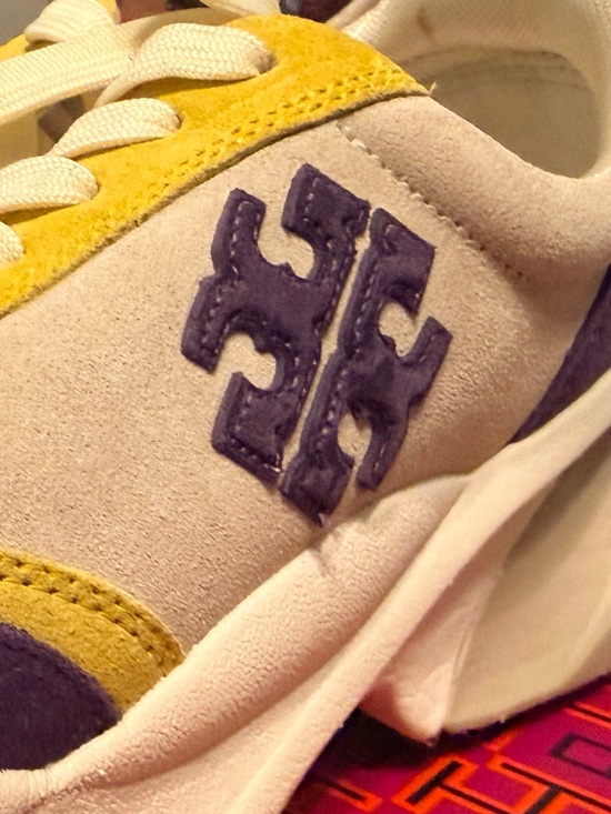 Tory Burch Shoes - Tory Burch Yellow, Purple & Cream Suede Colorblock Sneaker